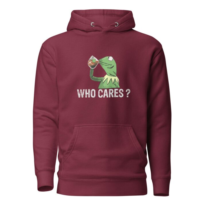 Kermit cares Hoodie - maroon-front