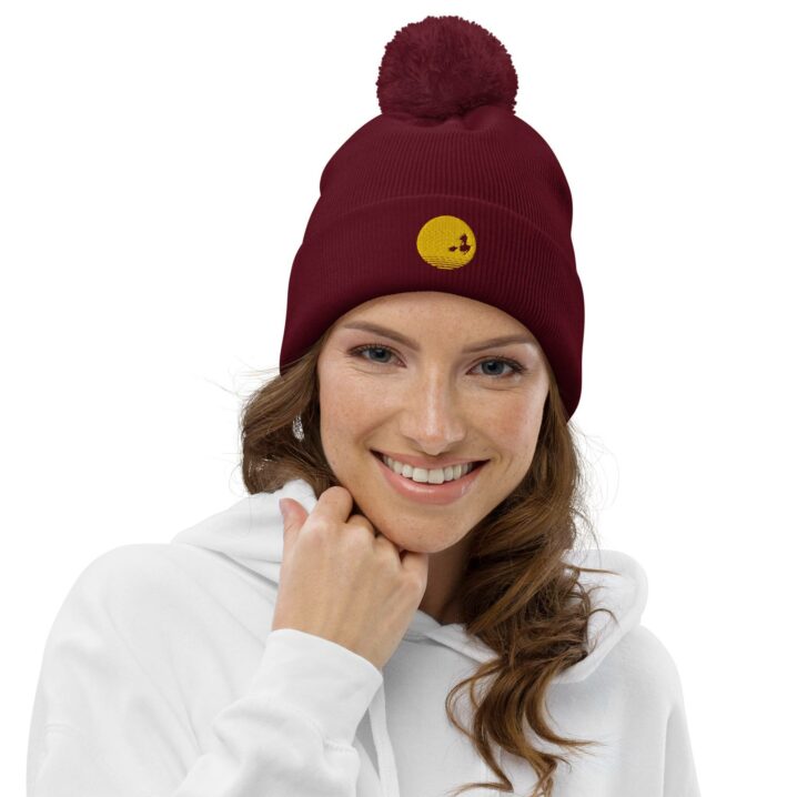 pom pom beanie burgundy front 633c5185c0ff6