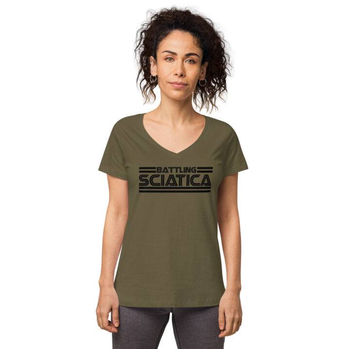 womens fitted v neck t shirt khaki front 639af8fdcb527